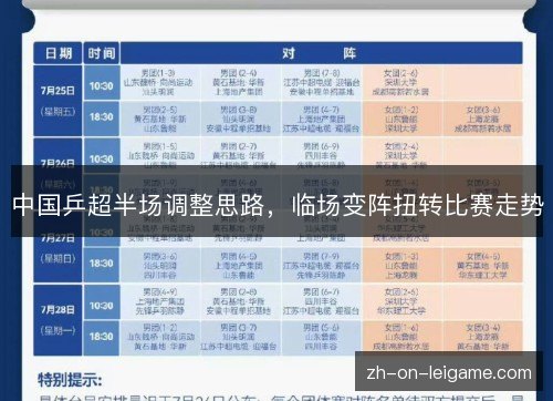 中国乒超半场调整思路，临场变阵扭转比赛走势
